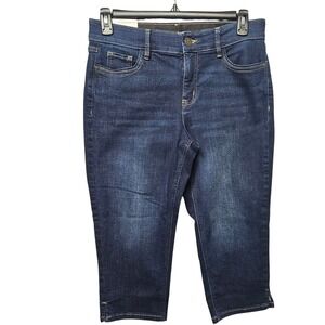 Liz Claiborne Sara Crop Jeans Womens 8 Dark Wash Mid Rise Denim Capris Stretch
